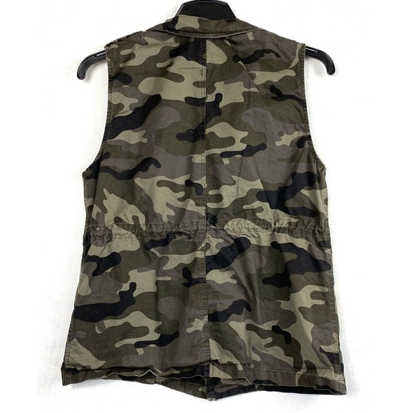 Love Tree Women’s Camo Snap Button Cinchable Waist Collar Multi Pocket Vest Med - Picture 3 of 16